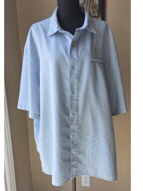 Mojo Sportswear Men’s Button-Down Shirt Blue Micro Check Short Sleeve XXL